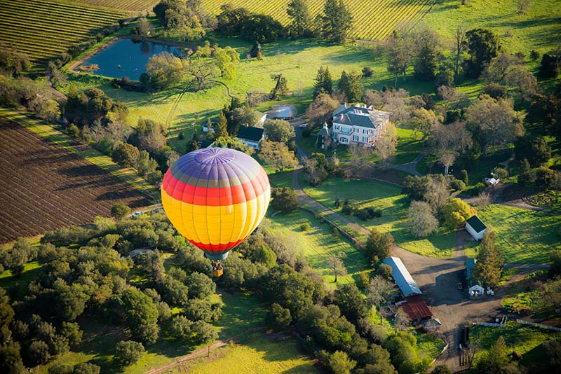 A hot air balloon over Sonoma County